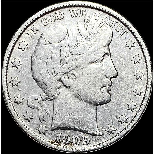 1909-S Barber Half Dollar LIGHTLY CIRCULATED