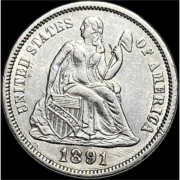 1891 Seated Liberty Dime NEARLY UNCIRCULATED