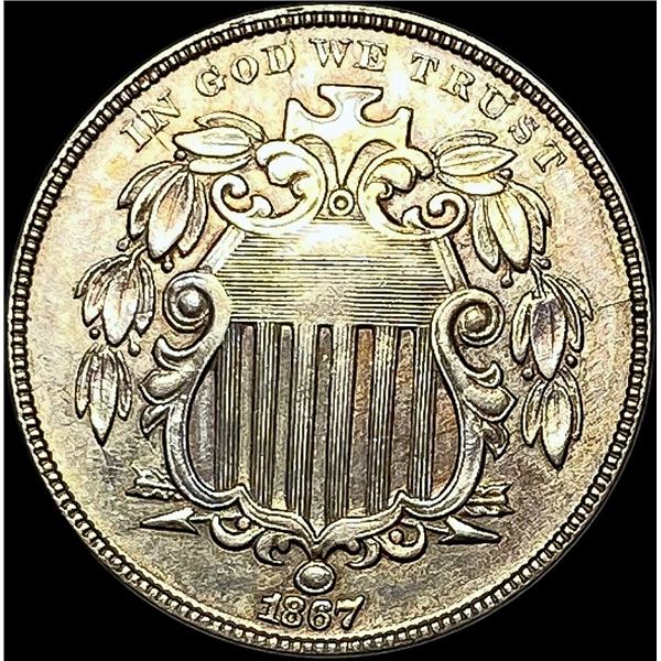 1867 Shield Nickel w/ Rays CLOSELY UNCIRCULATED