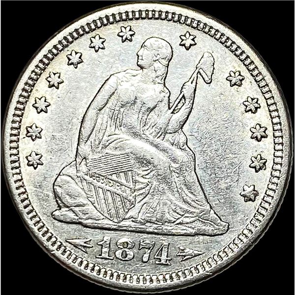 1874 Arrows Seated Liberty Quarter NEARLY UNCIRCULATED