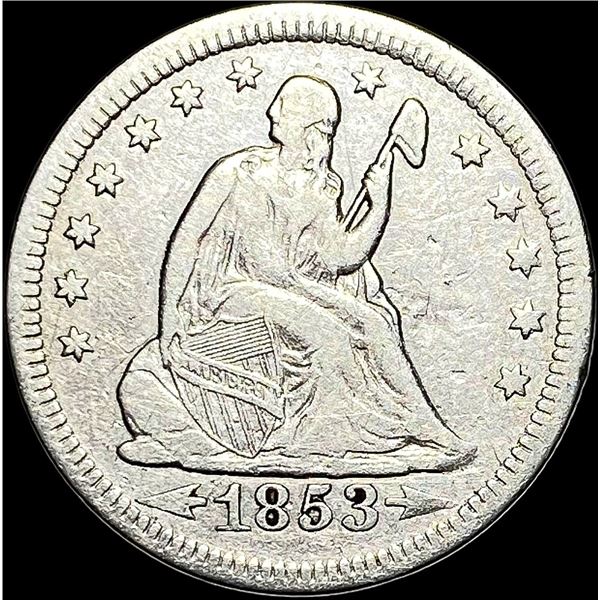 1853 Arrows/Rays Seated Liberty Quarter NICELY CIRCULATED