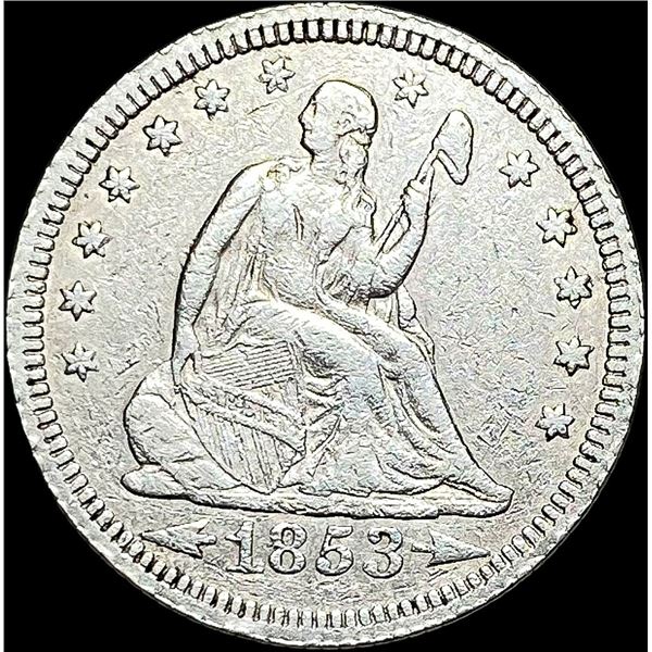 1853 Arrows/Rays Seated Liberty Quarter LIGHTLY CIRCULATED
