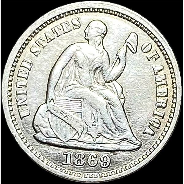 1869-S Silver Half Dime CLOSELY UNCIRCULATED