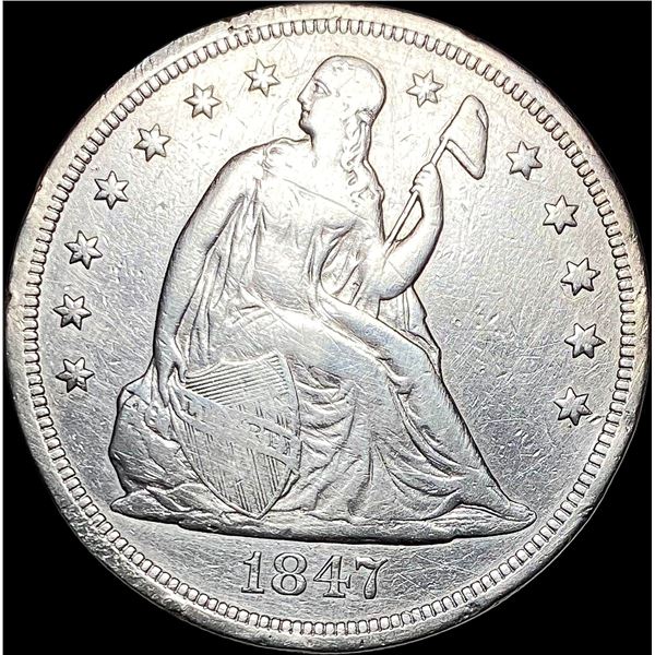 1847 Silver Seated Liberty Dollar LIGHTLY CIRCULATED