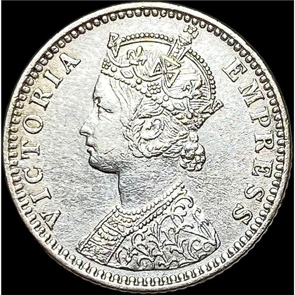 1889 Silver 1/4 Rupee India Victoria CLOSELY UNCIRCULATED
