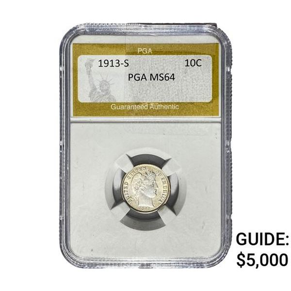 1913-S Barber Dime PGA MS64