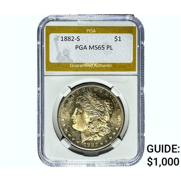 1882-S Morgan Silver Dollar PGA MS65 PL