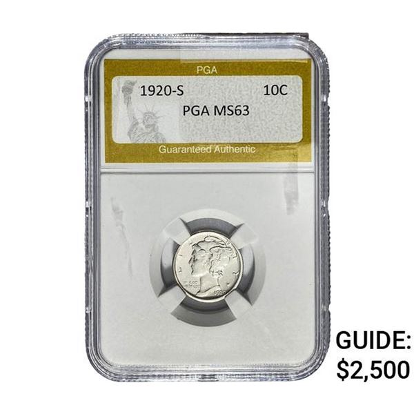 1920-S Mercury Silver Dime PGA MS63