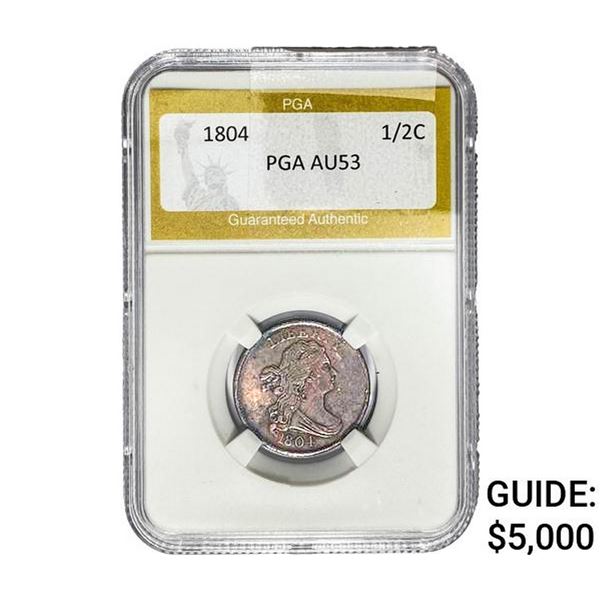 1804 Draped Bust Half Cent PGA AU53