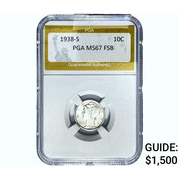 1938-S Mercury Silver Dime PGA MS67 FSB