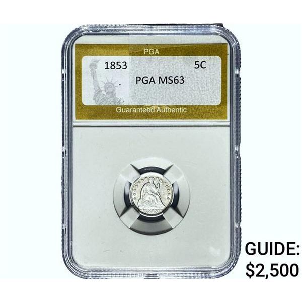 1853 Seated Liberty Half Dime PGA MS63