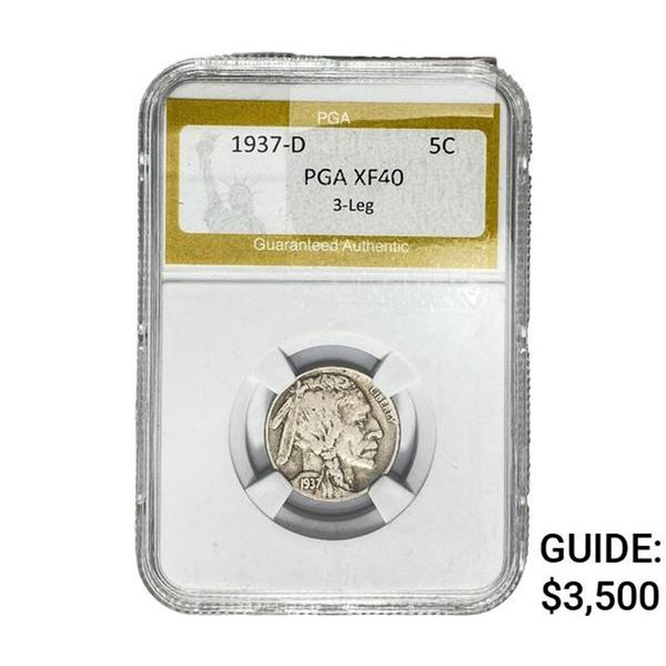 1937-D Buffalo Nickel PGA XF40 3 Leg