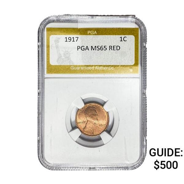 1917 Wheat Cent PGA MS65 Red