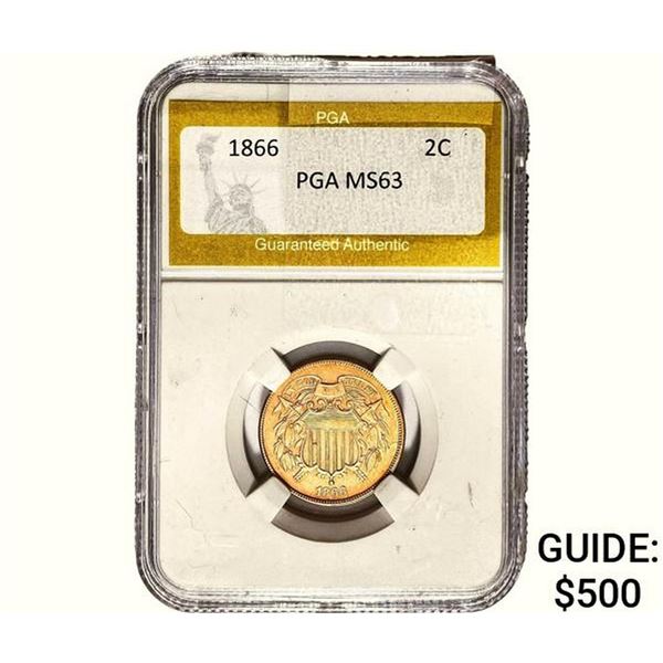 1866 Two Cent Piece PGA MS63