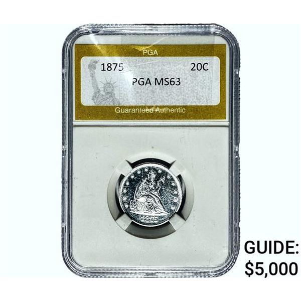 1875 Twenty Cent Piece PGA MS63