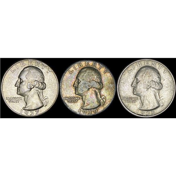 [3]1935-1939 Washington Silver Quarter CLOSELY UNCIRCULATED