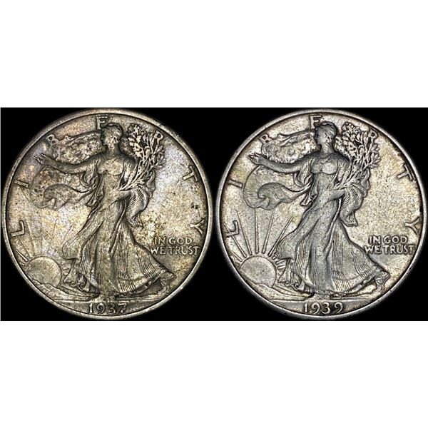 [2]1937-1939 Walking Liberty Half Dollar LIGHTLY CIRCULATED