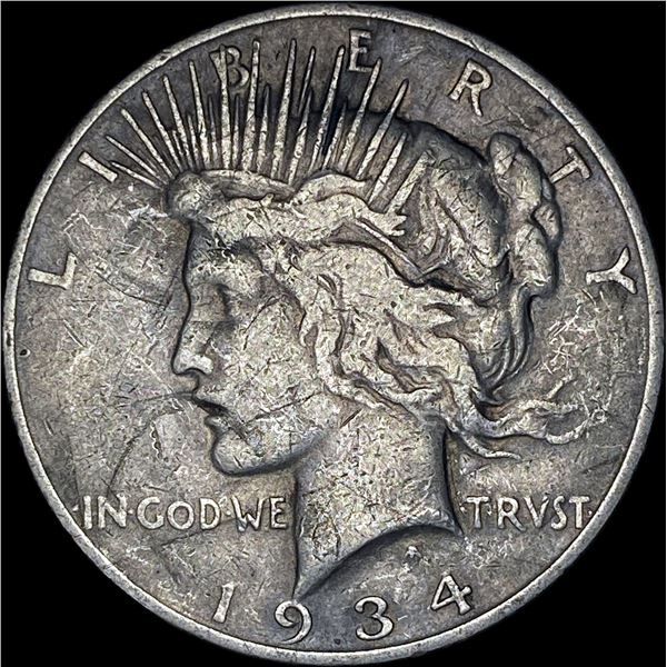 1934-S Silver Peace Dollar ABOUT UNCIRCULATED