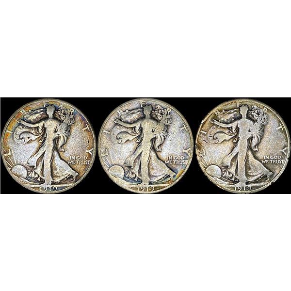 [3]1919 Walking Liberty Half Dollar NICELY CIRCULATED