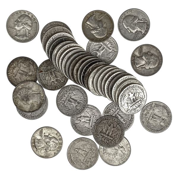 1936-1964 Washington Silver Quarter Lot [40 Coins]