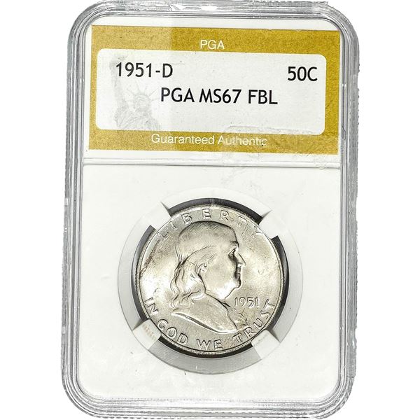 1951-D Franklin Half Dollar PGA MS67 FBL