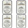 Image 1 : 1989-1994 GEM BU US Silver Eagle Lot [4 Coins] NGC MS69