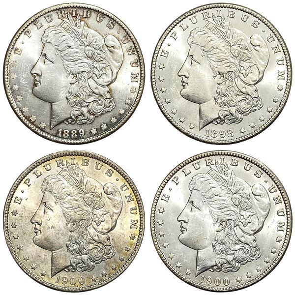 1889-1900 GEM BU Morgan Silver Dollar Lot [4 Coins]