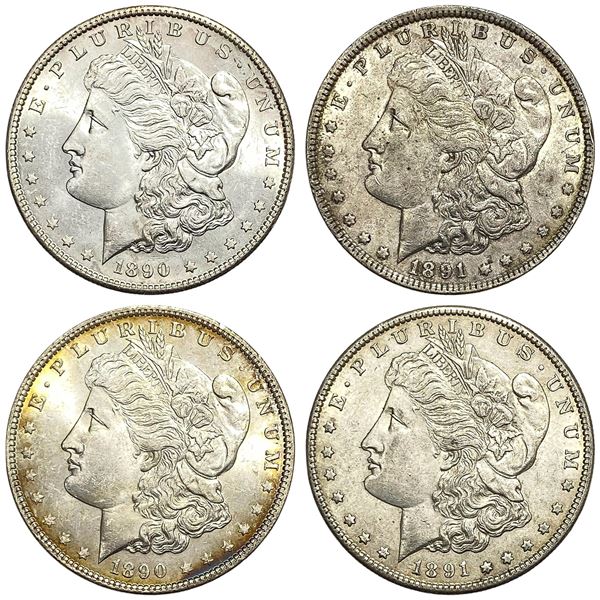 1890-1891 GEM BU Morgan Silver Dollar Lot [4 Coins]
