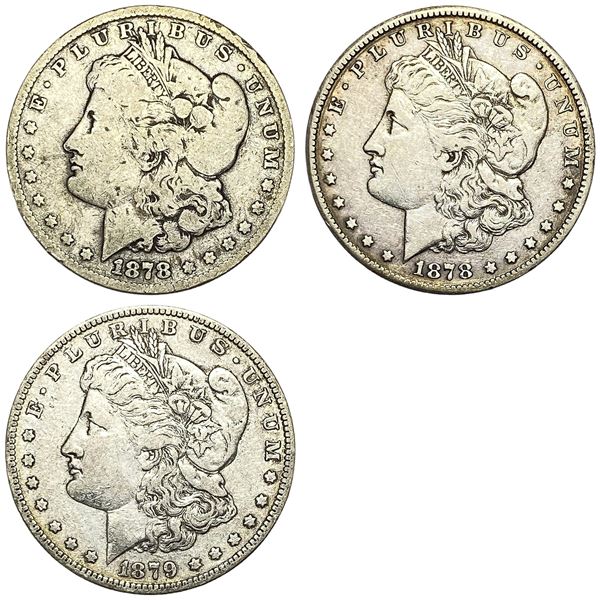 1878-CC-1879 Key Date Morgan Silver Dollar[3 Coins]
