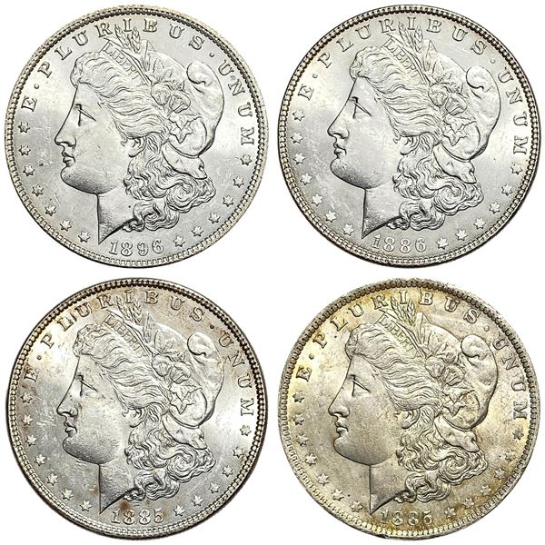 1885-1896 GEM BU Morgan Silver Dollar Lot [4 Coins]