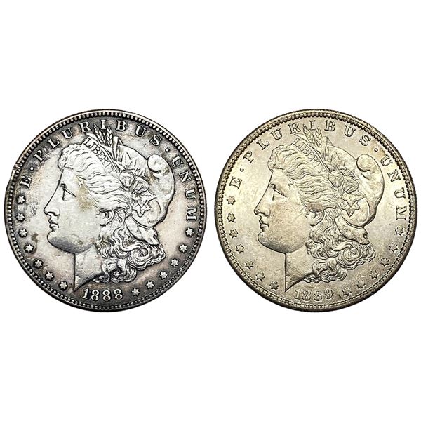 1888-S, 1889-S Key Date Morgan Silver Dollar[2 Coins] HIGH GRADE