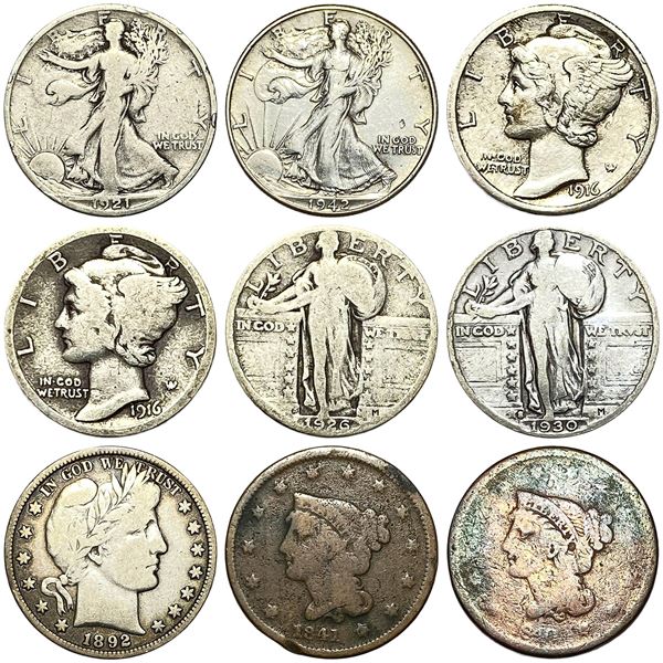 1840-1942 Better Date US Type Coin Lot [9 Coins]