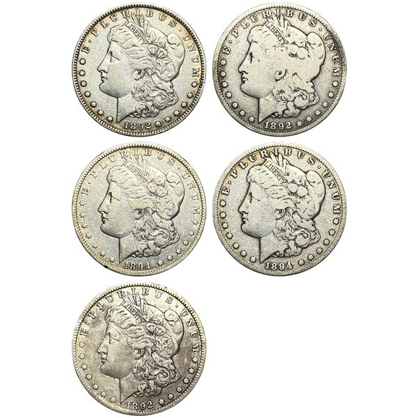 1892-1894 Better Date Morgan Silver Dollar[5 Coins]