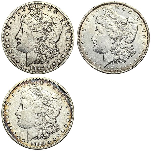 1884-1886 Better Date Morgan Silver Dollar[3 Coins]