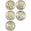 Image 1 : 1922-1924 UNC Silver Peace Dollar Lot [5 Coins]