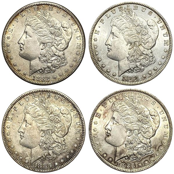 1881-1883 UNC Morgan Silver Dollar Lot [4 Coins]