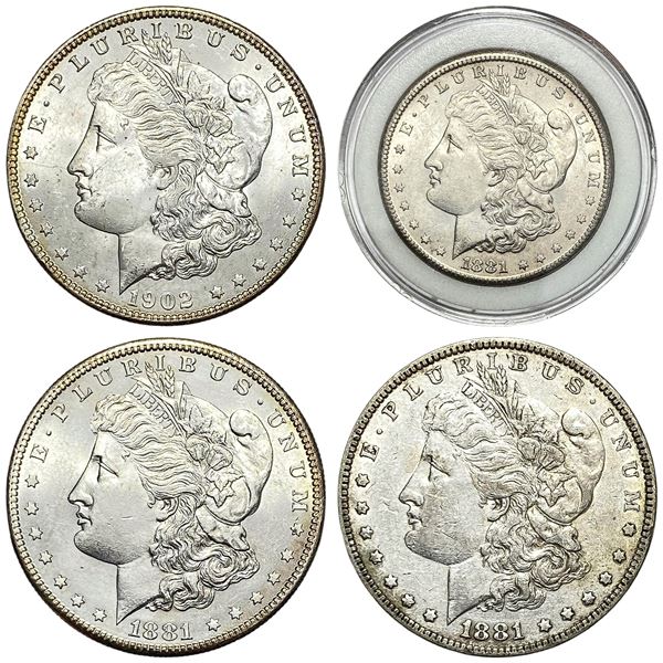 1881-1902 GEM BU Morgan Silver Dollar Lot [4 Coins]
