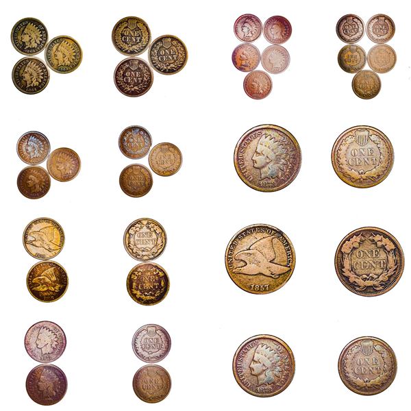 1857-1881 KEY Date Indian Head Cent Lot [17 Coins]