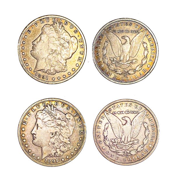 [2] 1891-CC Key Date Morgan Silver Dollar[2 Coins]