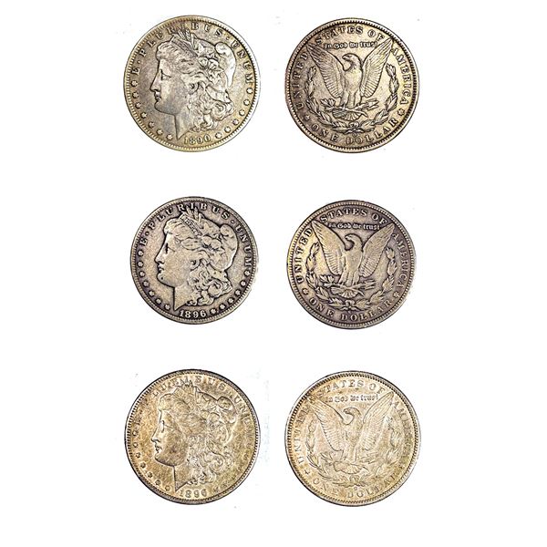 1890-1896 Better Date Morgan Silver Dollar[3 Coins]