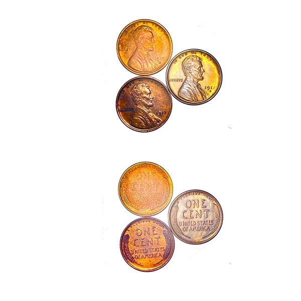 1916-1918 UNC Better Date Wheat Cent Lot [3 Coins]