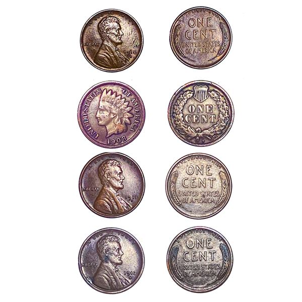1908-1912 KEY DATE Indian and Wheat Cent[4 Coins]