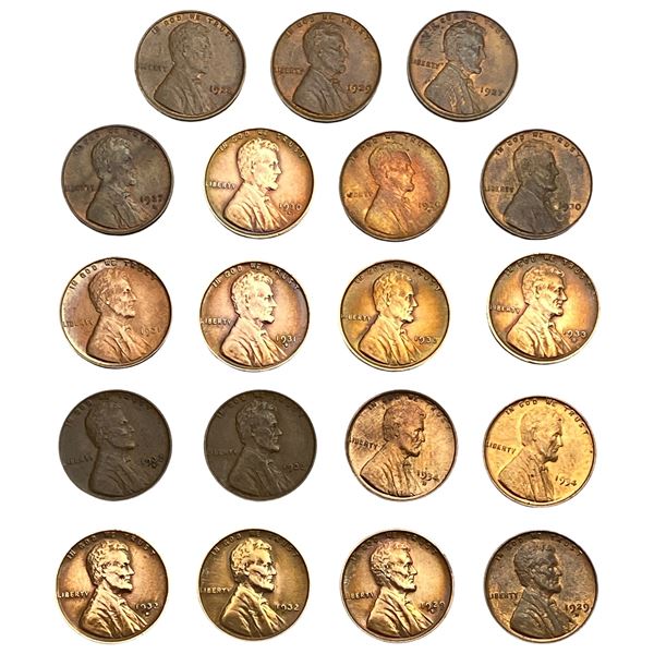 1920-1934 HIGH Grade Lincoln Wheat Cents[19 Coins]