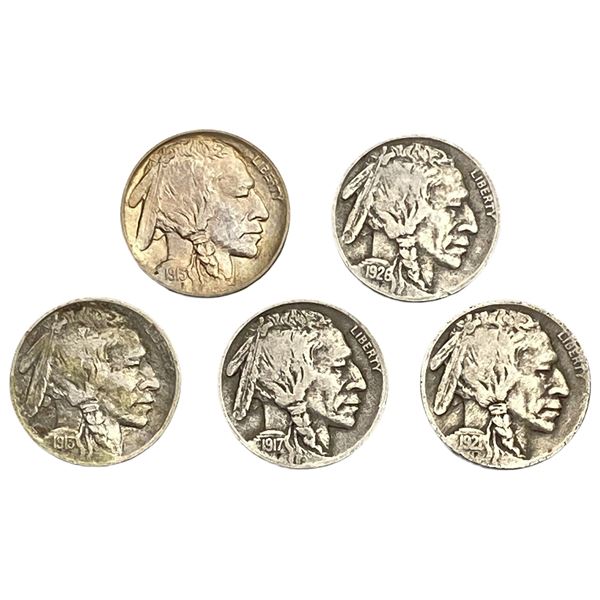 1913-1926 KEY DATE Buffalo Nickel Lot [5 Coins]