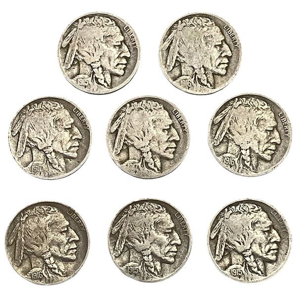 1915-1917 Better Date Buffalo Nickel Lot [8 Coins]