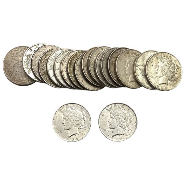1922-1926 Roll of Silver Peace Dollars [20 Coins]