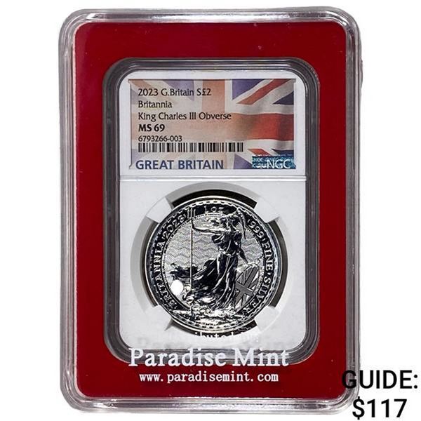 2023 G.Britain S$2 King Charles III Obverse NGC MS69