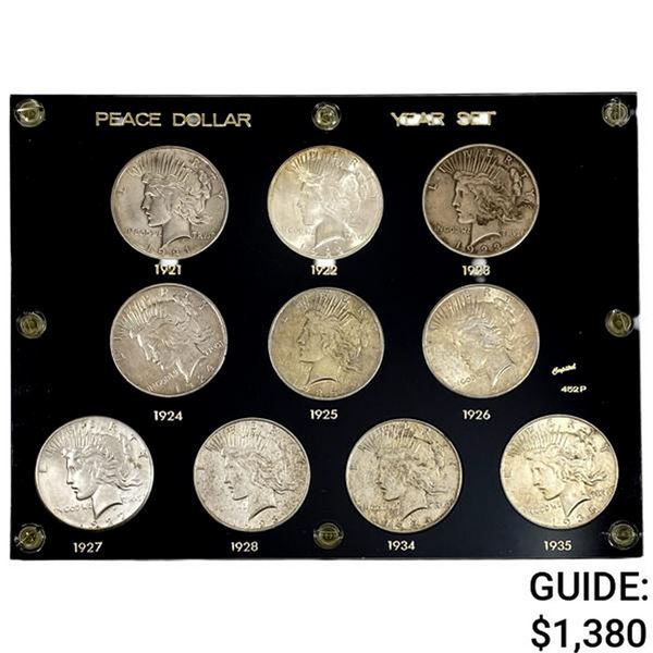 1921-1935 Peace Dollar Year Set [10] Coins