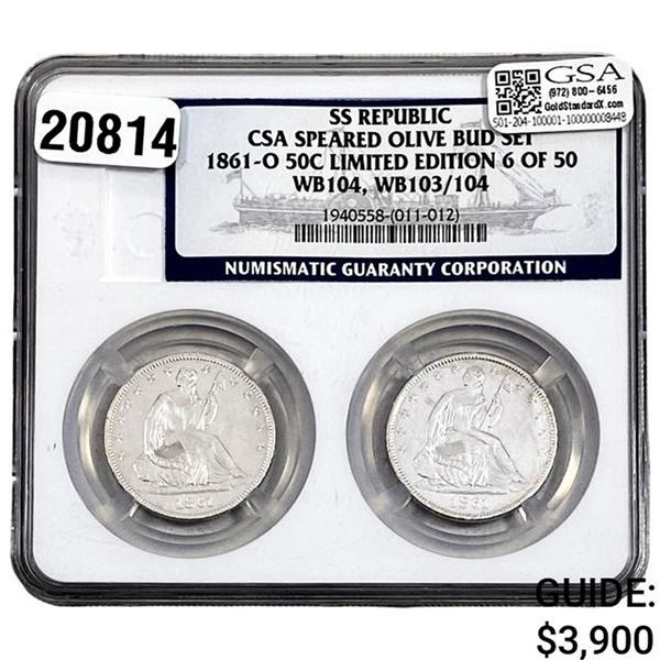 1861-O SS Republic CSA Speared Olive Bud Set 50C  NGC