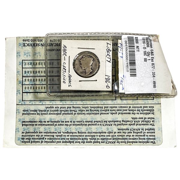 1916-D Mercury Silver Dime